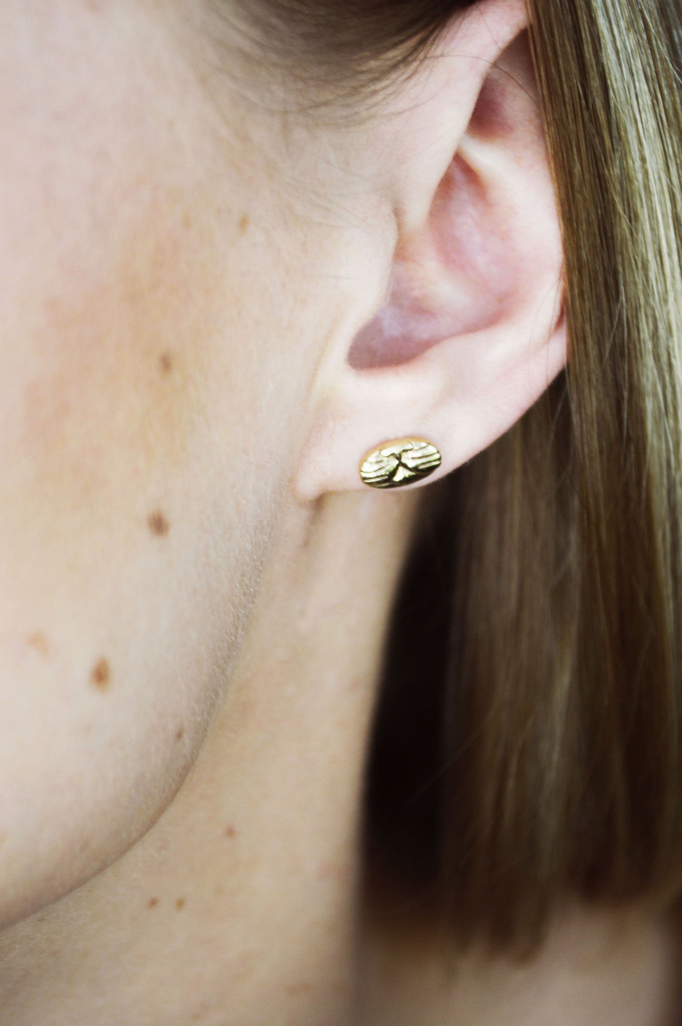 Cat Stud Earrings, 14K Gold