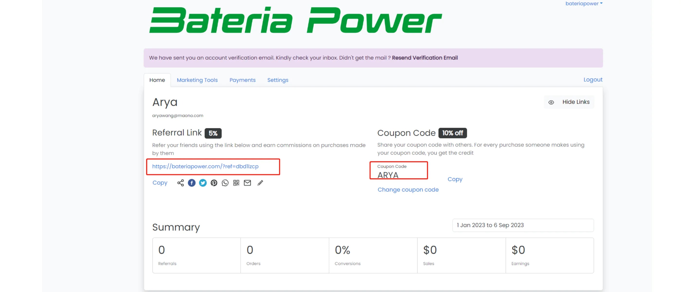 Bateria Power Affiliate