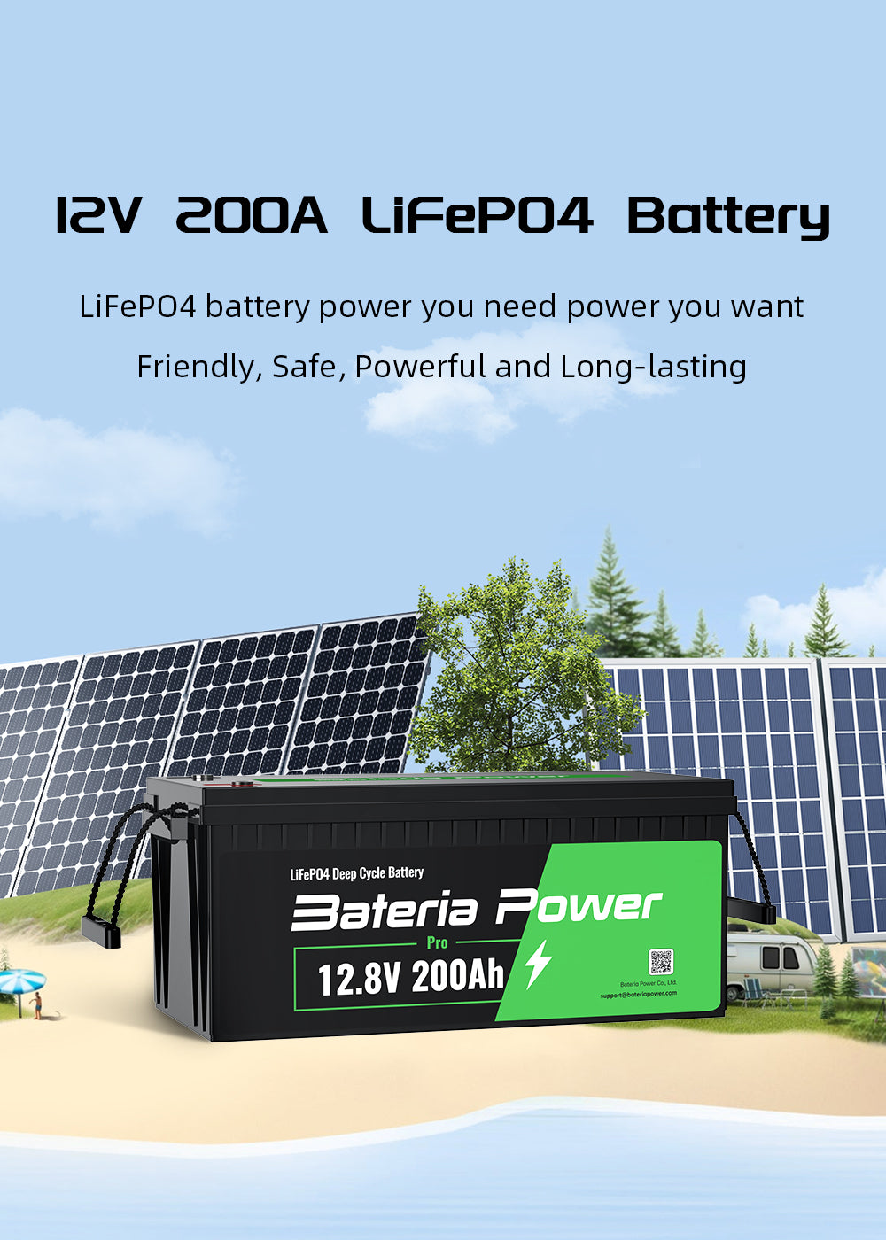 Bateria Power 12V 200Ah LiFePO4 Battery
