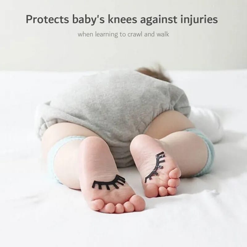 Crawling Baby Wearing Color Variants Of Stretchable Knee Socks.