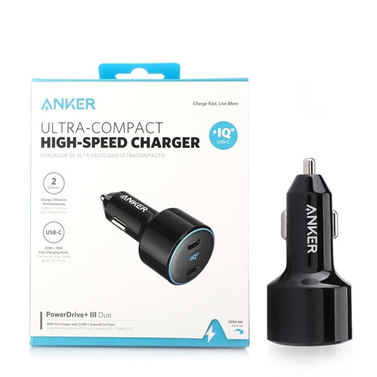 Anker 335 Car Charger 67W, 2 USB-C, USB-A, for iPhones, Samsung, MacBo