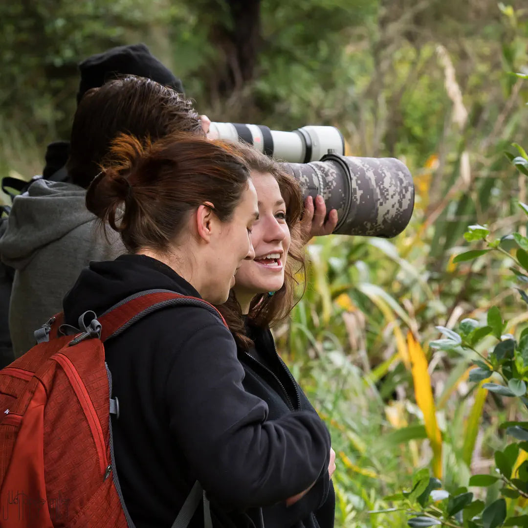 Photographers with big lenses and guides at Zealandia