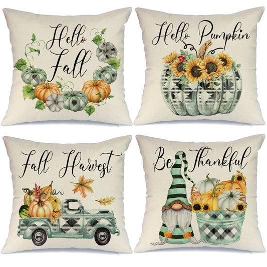 Hello Fall Pumpkin Truck Lumbar Pillow