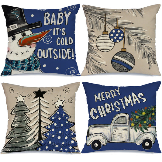 Christmas Pillow Covers 18x18 Set of 4 Throw Pillow Cover Holiday Xmas  Decor