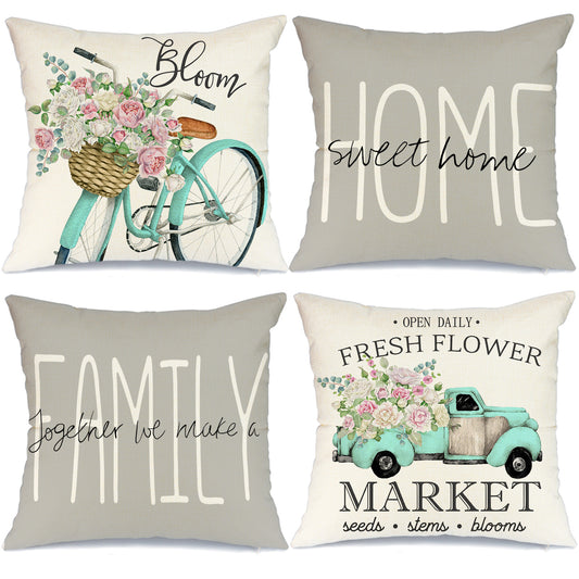 Spring Pillow Covers 18x18 Set Of 4 Farmhouse Throw Pillows Spring