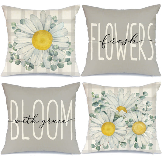 Summer Pillow Covers 18x18 Set Of 4 Farmhouse Throw Pillows Summer