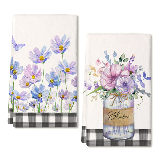 GEEORY Spring Daisy Leaves Kitchen Dish Towels 18x26 Inch Ultra Absorb