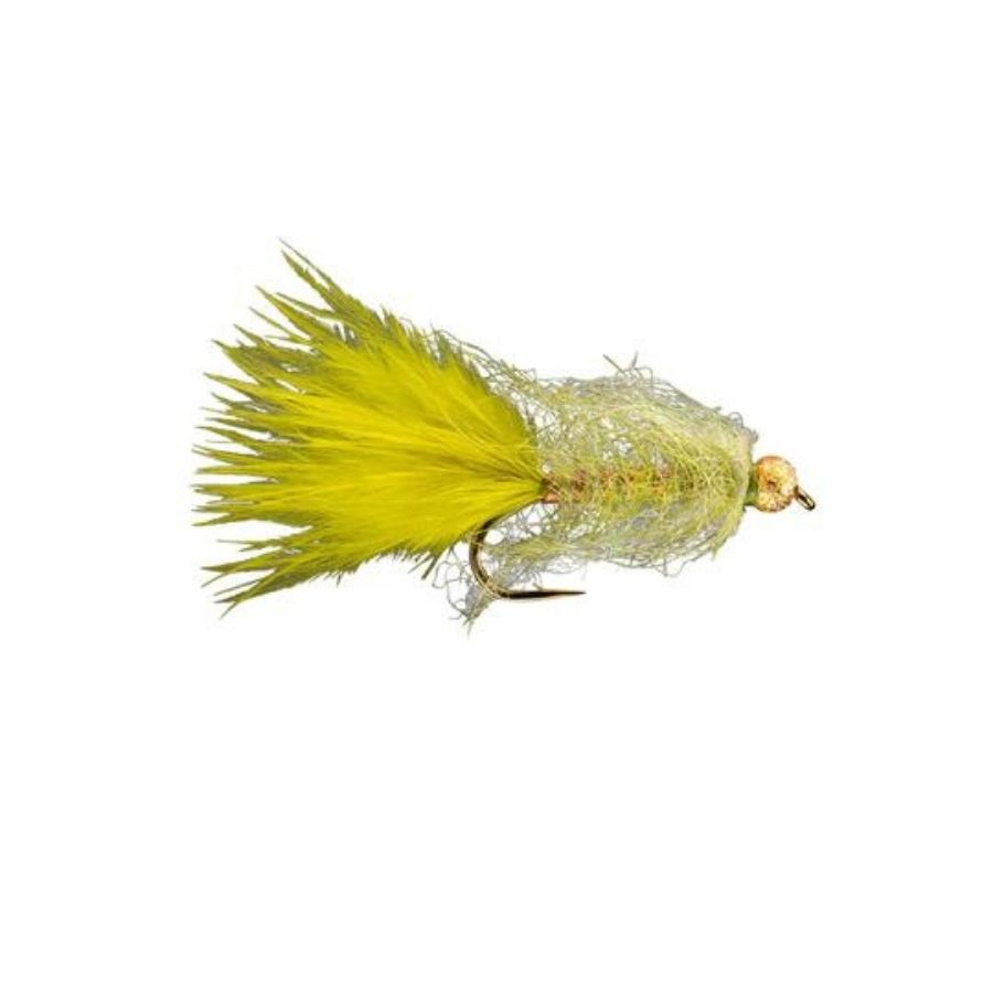 2 Flies, Size 6, OLIVE & YELLOW BEADCHAIN EYE Streamer Streamers