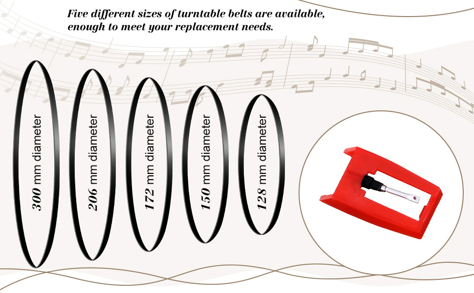 Replacement Different Specifications Square Cassette Tape Machine Recorder Rubber Belt Diamond Stylus Replacement Needle for Turntable