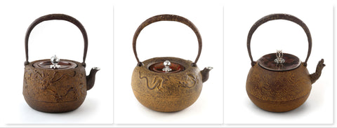 Dragon motif iron kettle