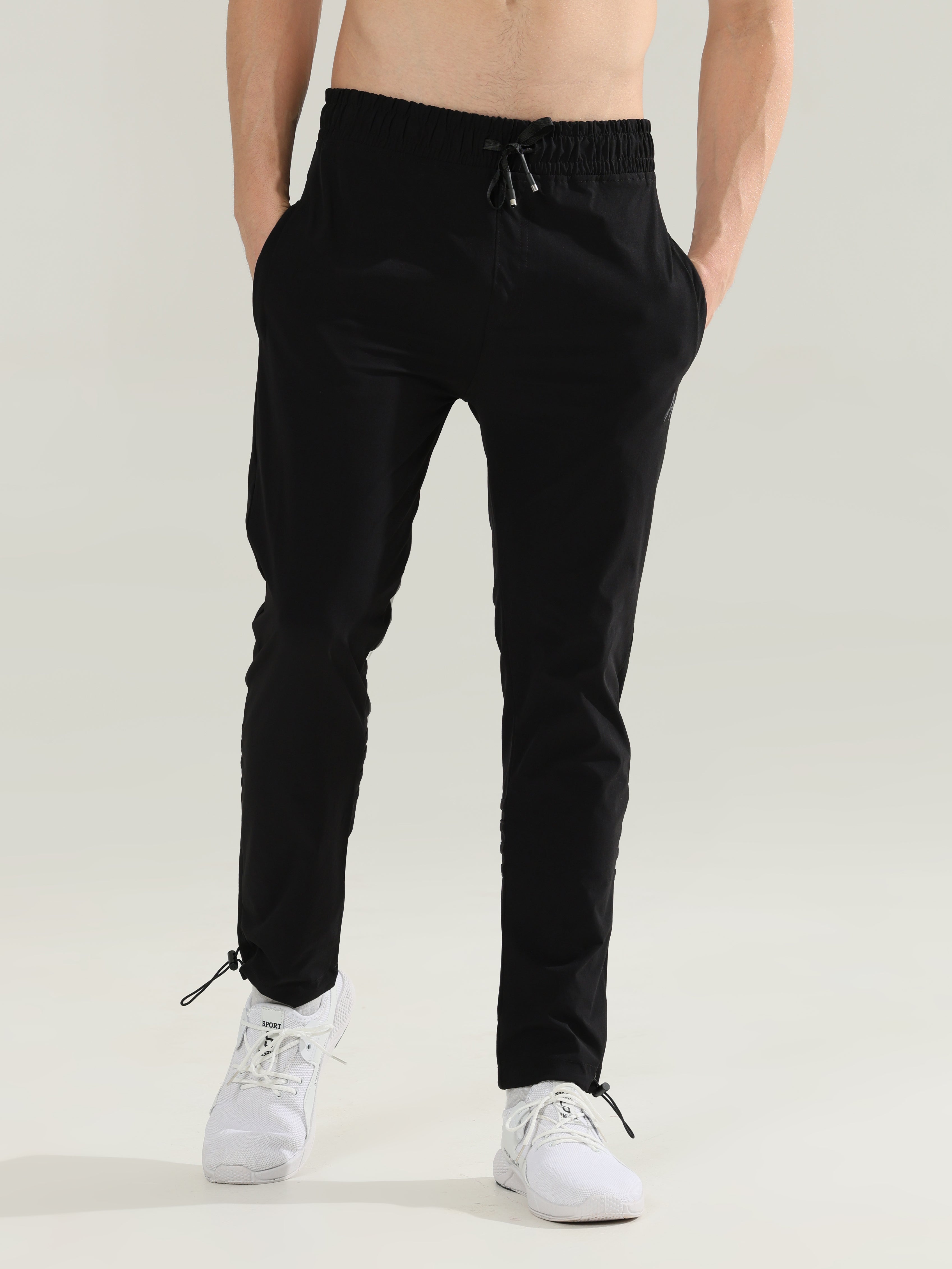 SwiFit™️ Elastic Men's Track Pants Tracksuits Of Men Lycra Black Pants  (Pack of 2)