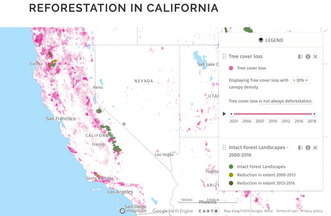 map of reforestation in California