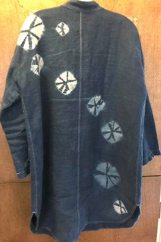Custom shibori upcycled linen jacket