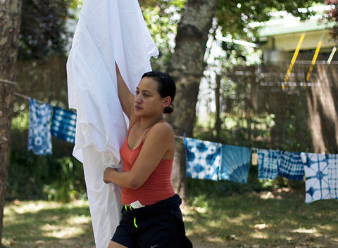 Lucienne preps the biggest piece ever to come out of the vat at Johnsons Beach resort