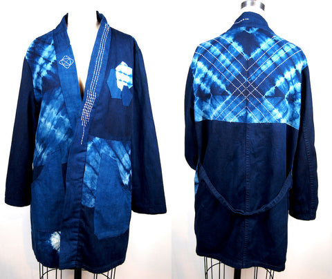 I upcycled this jacket from old army coats and shibori scraps