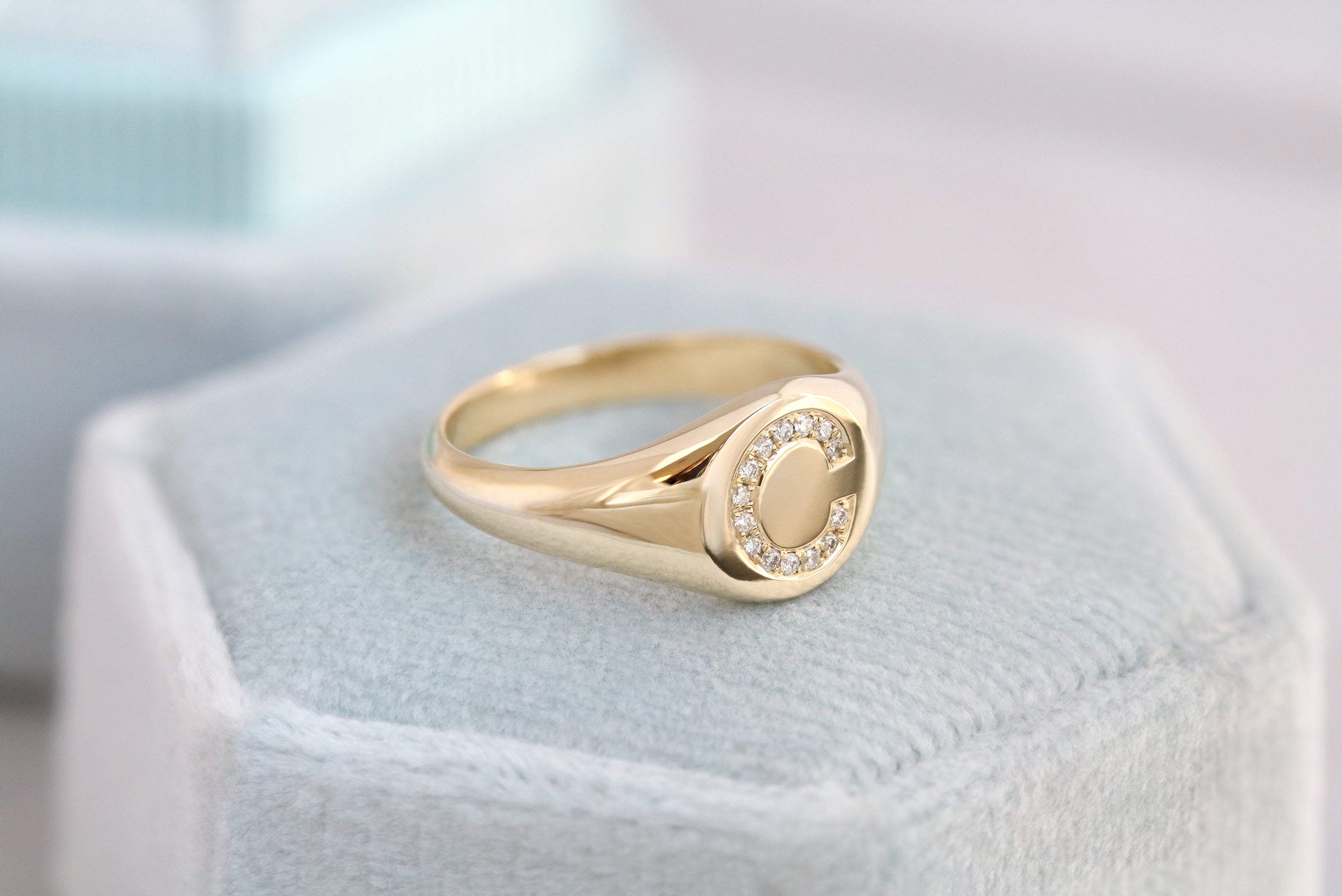 petite diamond signet ring