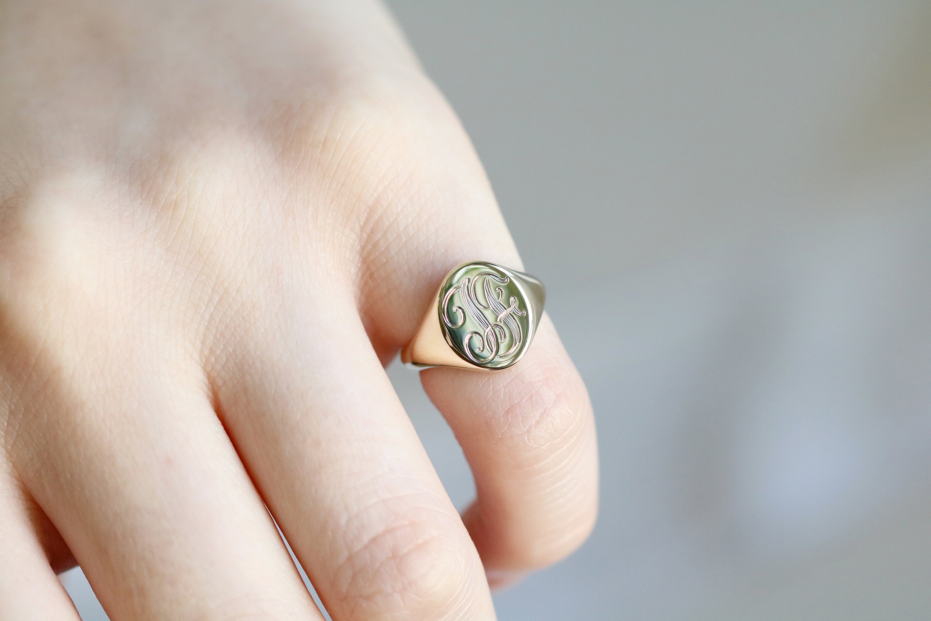 engraved monogram signet ring