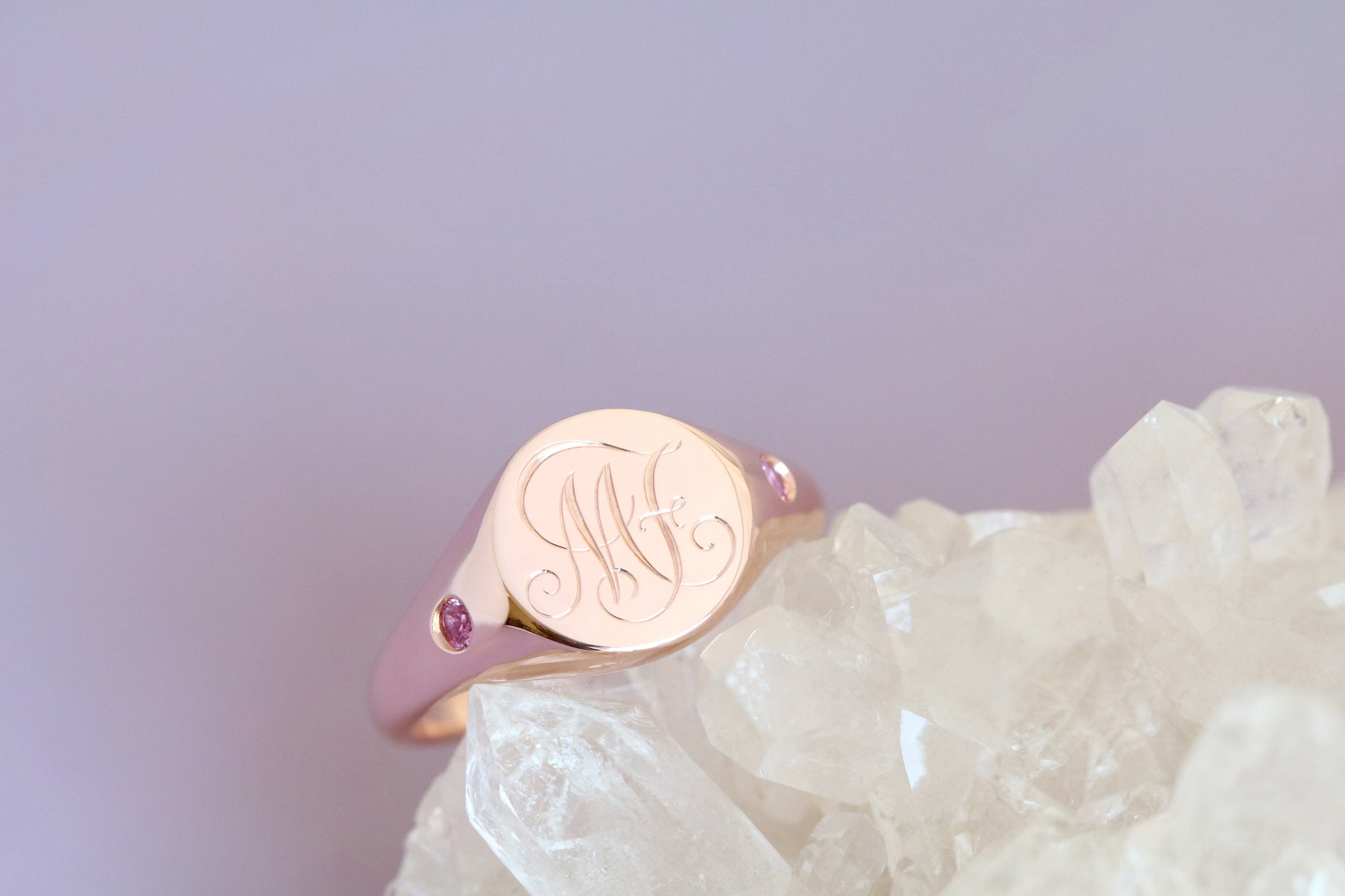 pink sapphire signet ring