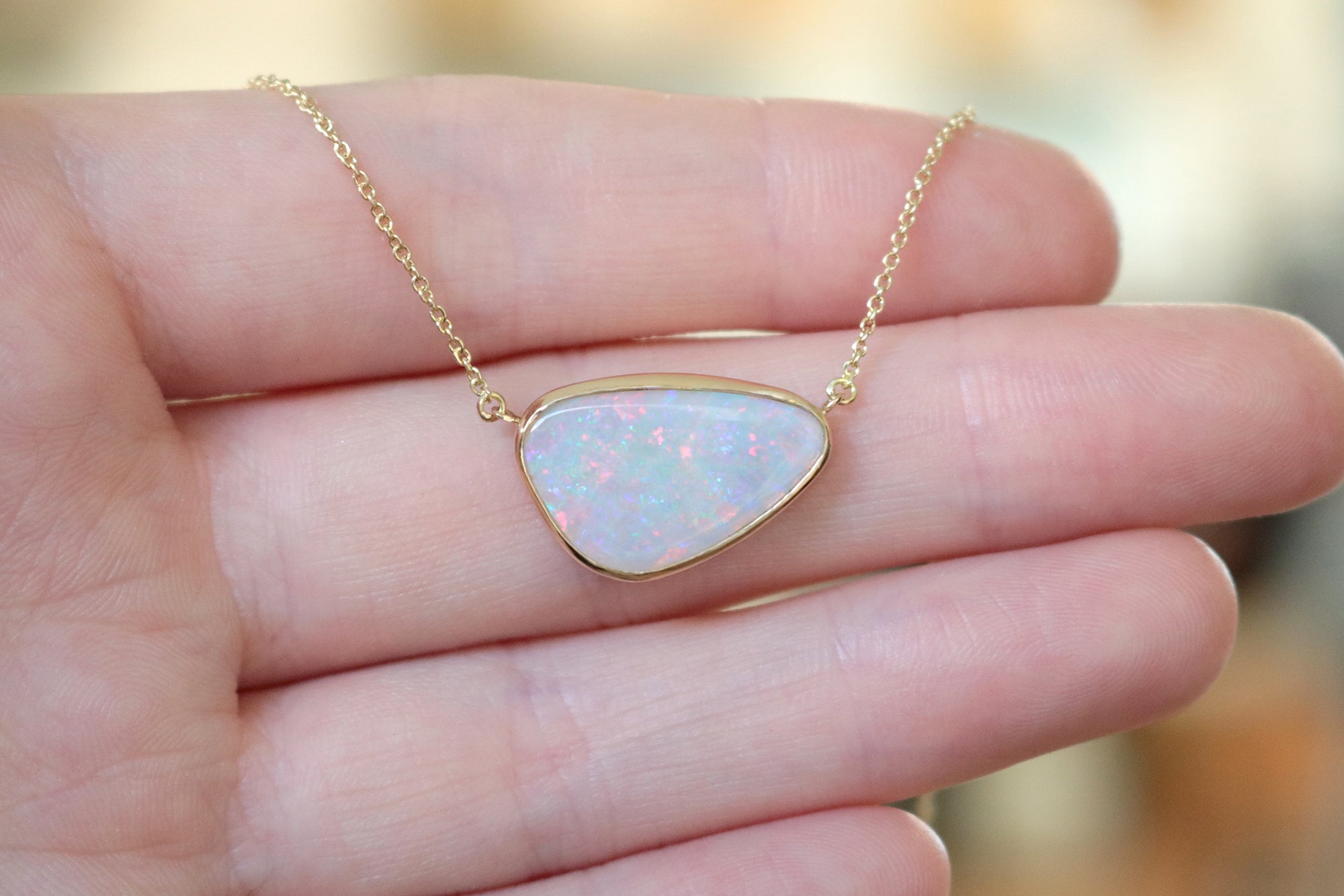 yellow gold opal necklace