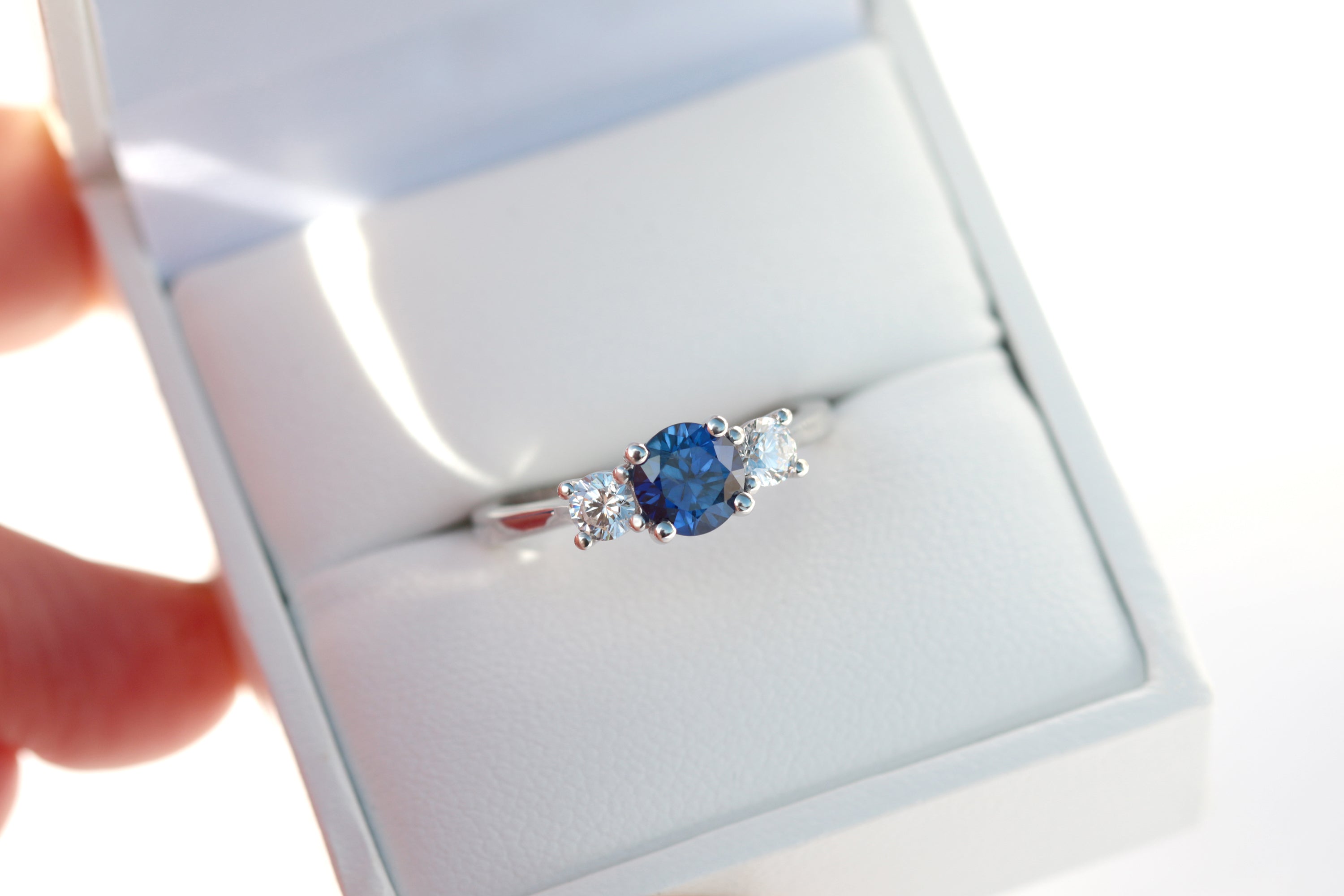 sapphire and diamond trilogy ring