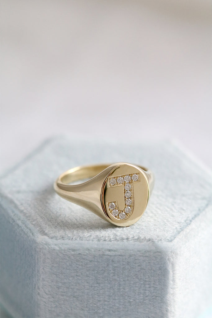 womens gold initial pinky ring