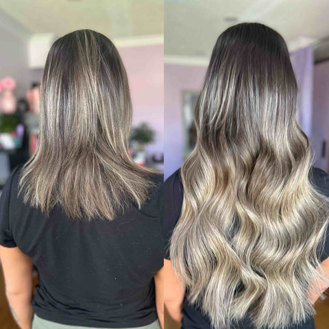 nano tip extensions 20" on blunt hair