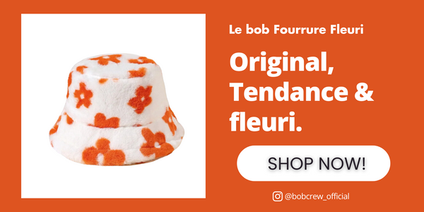 Bob à Fourrure Fleuri Orange