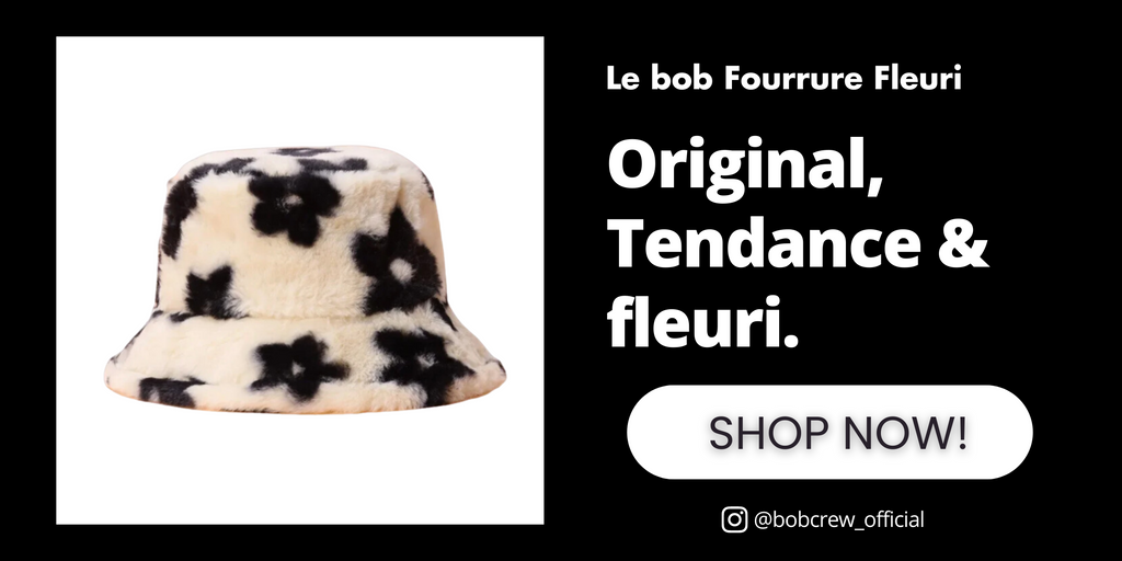 Bob fourrure fleuri noir