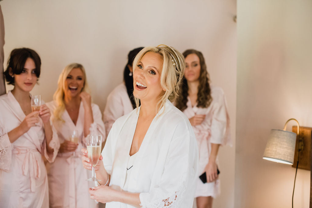 Bridal party getting ready at Trevenna Barns