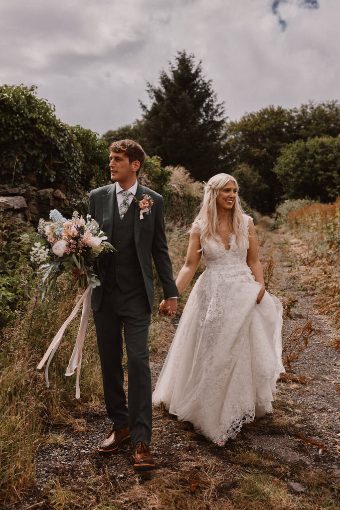 Bride and groom on Pathway Trevenna