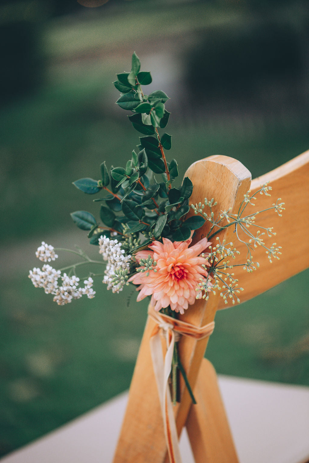 Floral chair detail at Trevenna Barns