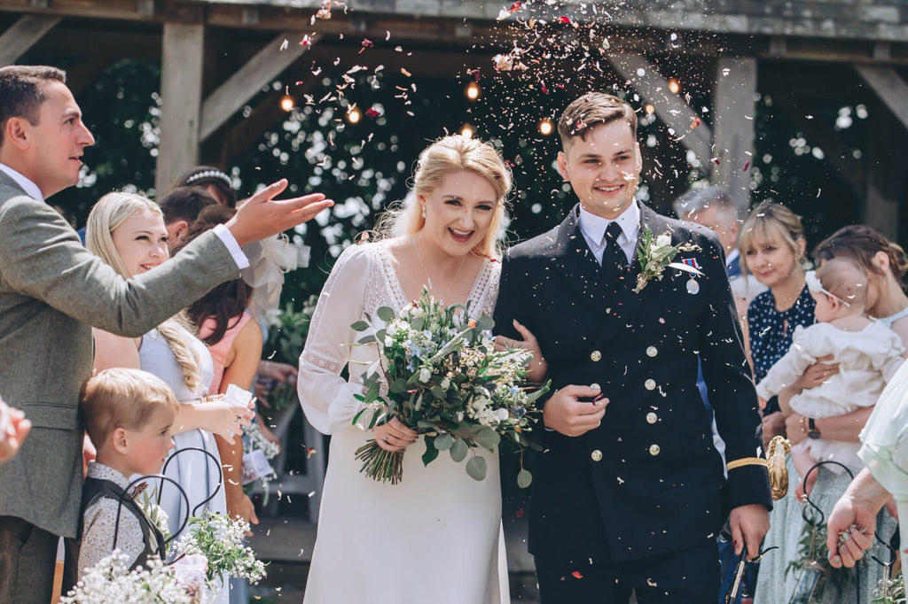 Confetti shower walking back down the aisle