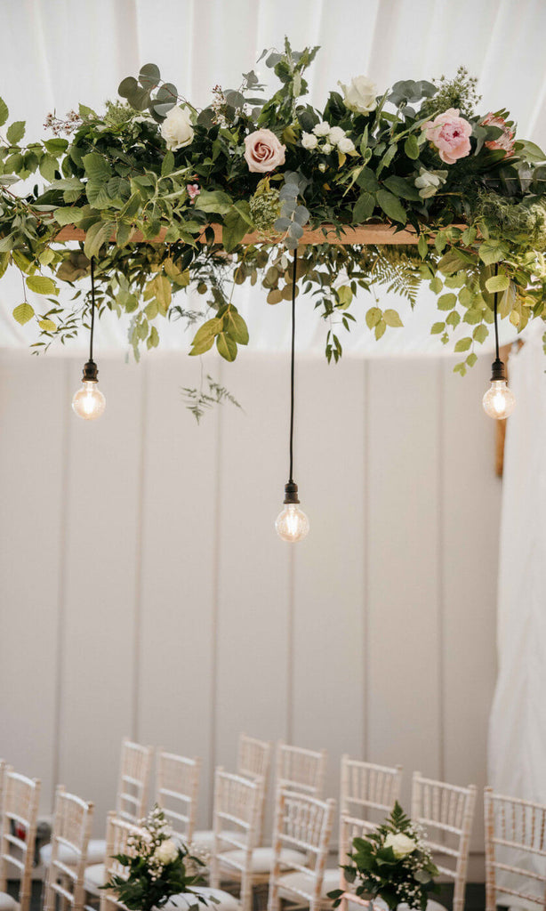 Floral Oak Plank over Ceremony