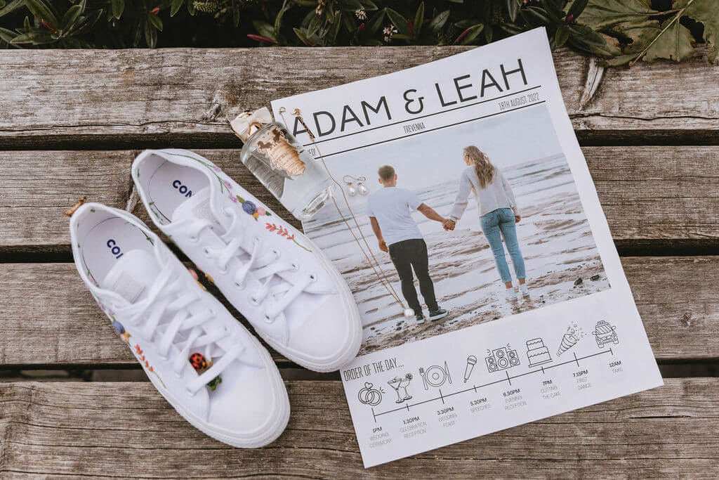 Order of the day & bridal shoes Adam & Leah