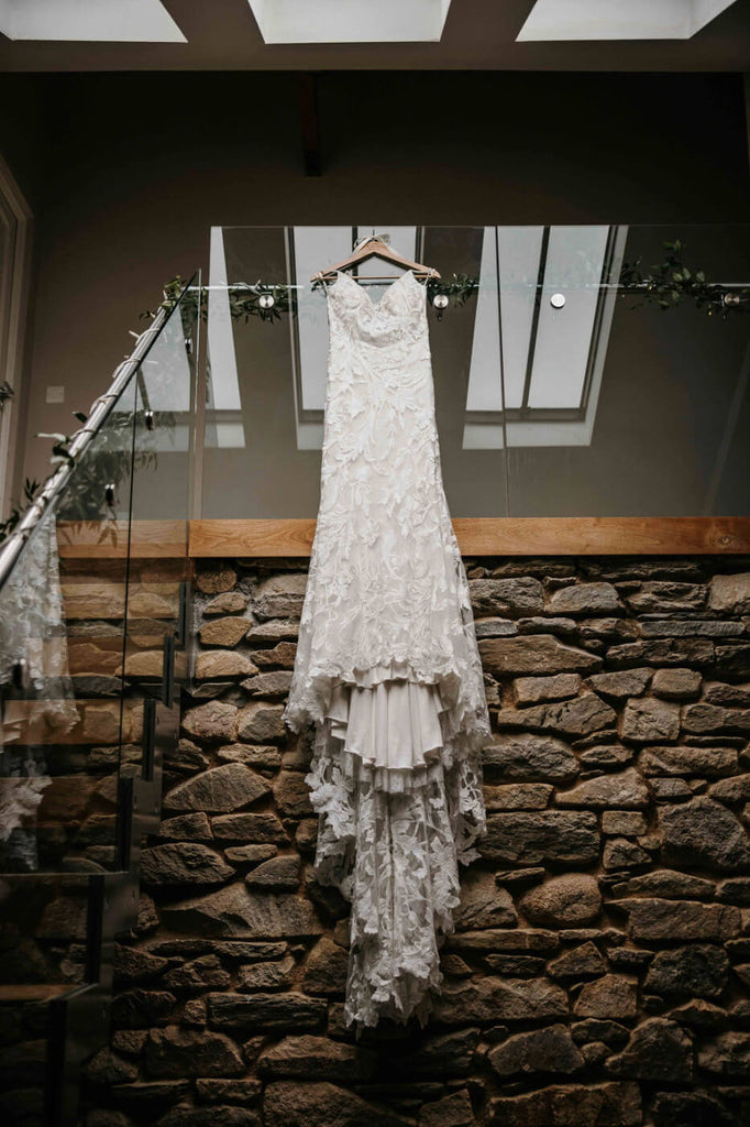 Wedding dress in Threshing Barn Trevenna