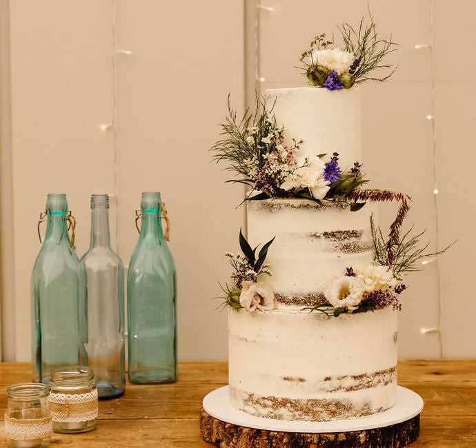 Wedding Cake decorated with fresh flowers