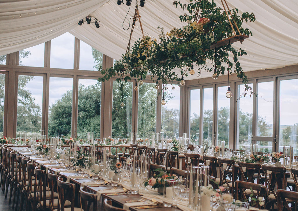 Feasting tables in Garden Venue at Trevenna Barns