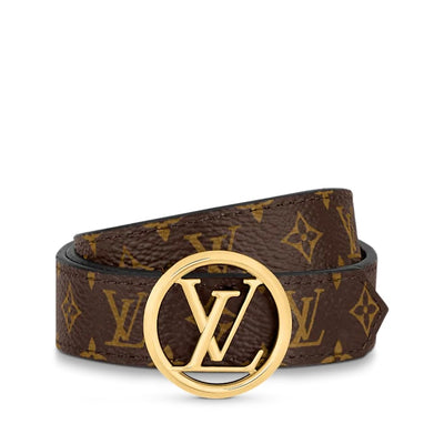 Louis Vuitton - LV Circle 20mm Reversible Belt - Monogram Canvas & Leather - Brown - Size: 85 cm - Luxury