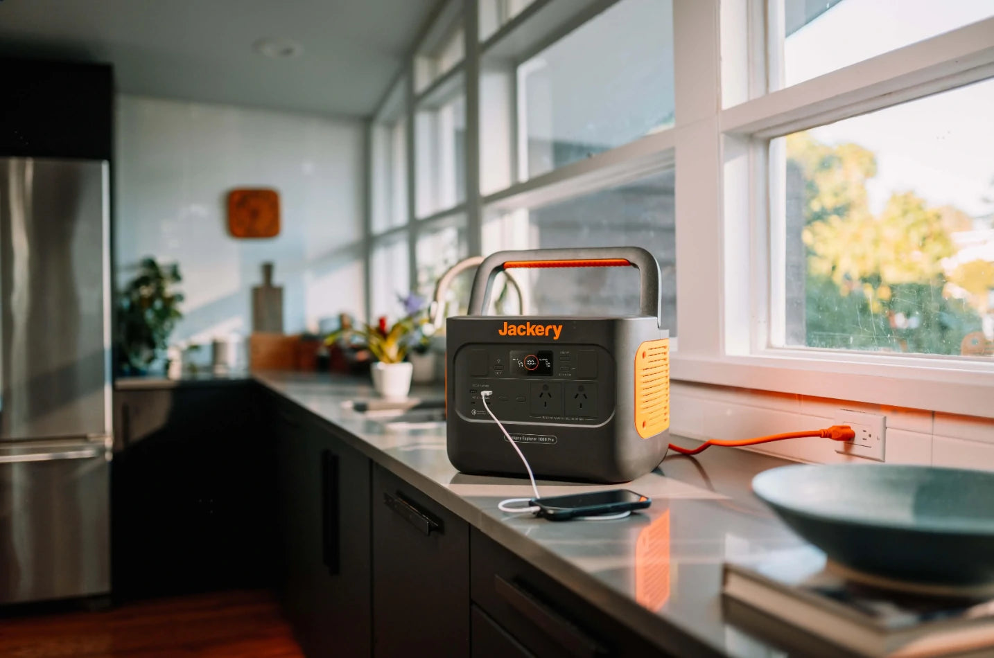 Renewable energy from jackery generator for indoor festive power use