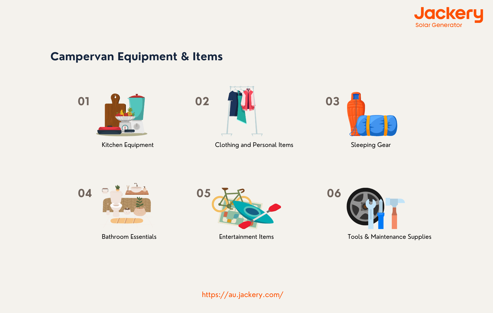 campervan equipment items
