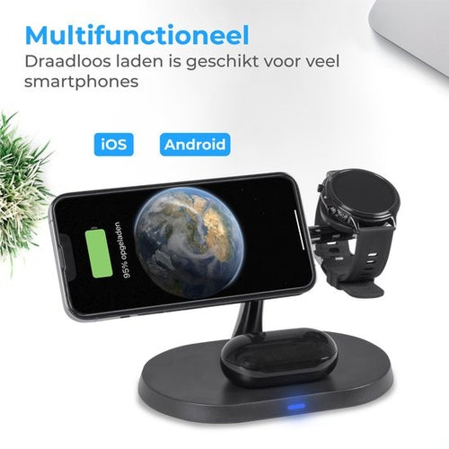 Nuvance - 3 in 1 Oplaadstation - Geschikt voor alle Qi Apparaten - Wireless Fast Charger - Draadloze oplader - 15W Snellader - 005d3b54-b556-4b0d-82e3-ebfbf0c97f0a