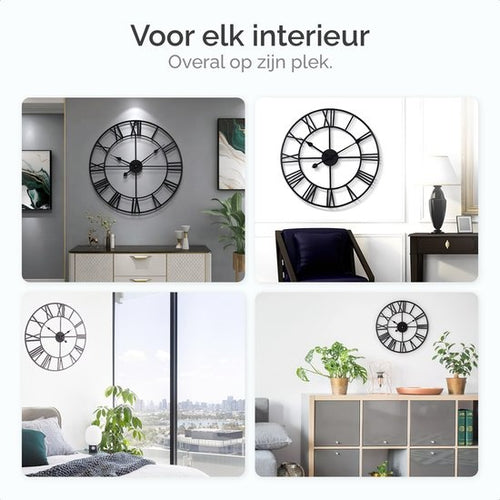 Goliving Wandklok Industrieel – Stil uurwerk – Moderne wandklok – Metaal – Ø 60cm – Zwart - 01366f04-3e75-442f-a52f-d75a73b33fee_84095d82-a488-4638-b246-42c57a78e7bf