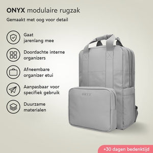 ONYX Rugzak 20L met Laptopvak - Afneembare Organizer etui - Dames en Heren - Laptoptas - Schooltas - Rugtas - Grijs - 05a97375-69d5-49b0-a521-04117890cf9a