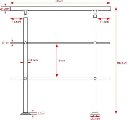 Monzana Trapleuning 80 cm - Met 2 Spijlen – Roestvrijstaal - 06c015df516d7ee414001fb3503d40ced0cbc447_Enriched_product_image