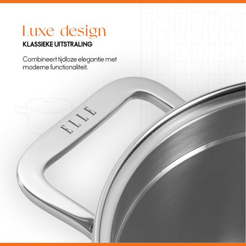 ELLE Gourmet Classique RVS Kookpan met Deksel - Ø 16 cm - Kookpot - PFAS vrij - Inductie - 079b469d61e37d752912f1f20724aac3d38bfab3_Enriched_product_image