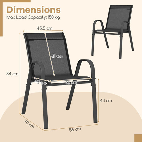 Coast Set van 2 Stapelbare Terrasstoelen met Armleuningen – Zwart – 55 x 63 x 89 cm - 0ac0b54bfd11ab6362259eed5f9b74cba90ec71f_plafondstoel_metalen_frame_tuinstoel_7.24_np11595dk_2_1__1