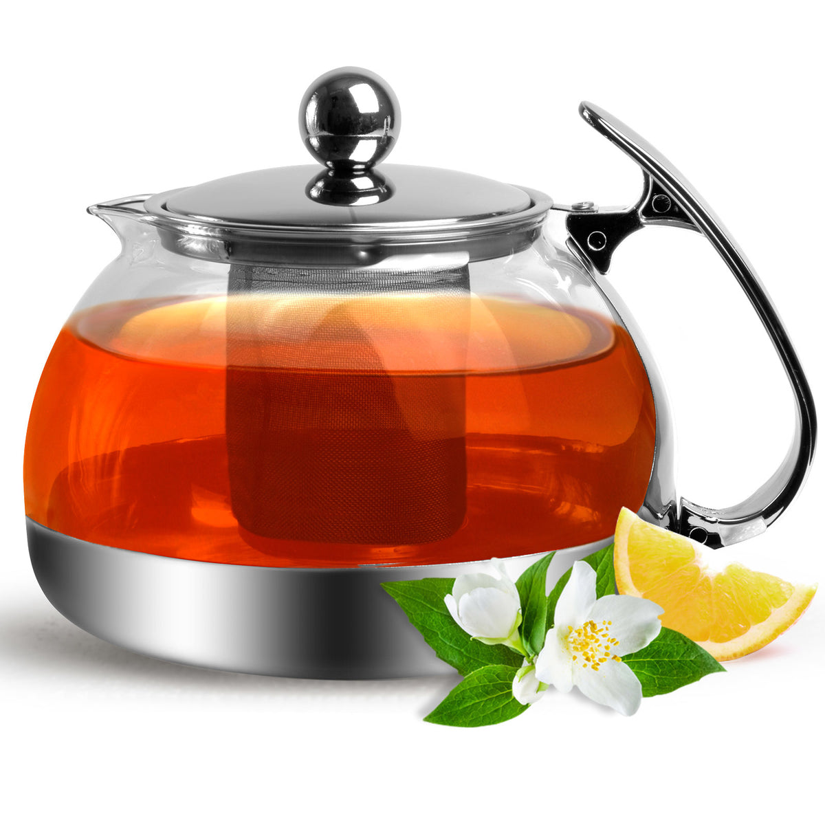 Monzana Glazen Theepot - met RVS-Filter & Infuser 9 Kops - 1.2 Liter - 0bc9ea13-aac8-4e27-8d27-5ffb936e5fc4