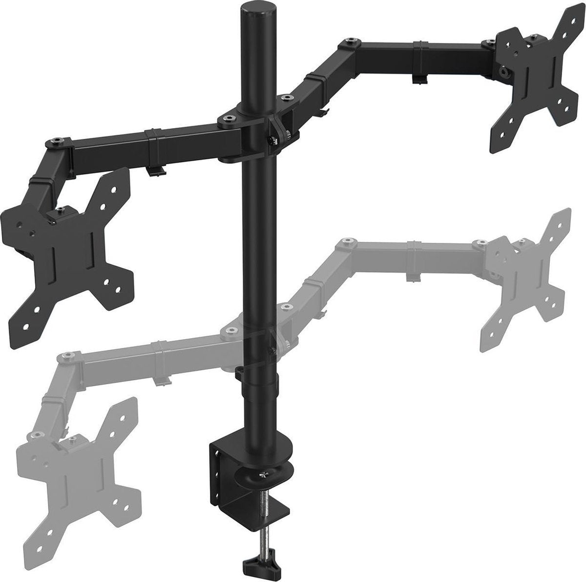 Auronic Dubbele Monitor Arm - 2 Schermen - 13 tot 27 Inch - Verstelbaar - Staal - Zwart - 156c5312-fa79-48dc-a409-92824000f074