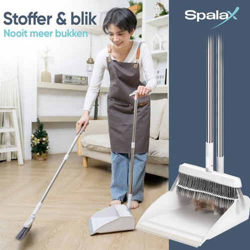 Spalax Stoffer en Blik met Lange Steel – Verstelbaar 90 -130cm – Ingebouwde Schoonmaaktanden - Bezem Binnen - Veger - Vuilblik met Borstel - 15bf3241c5bfcaf9afaf749ca20330bbb1e042b8_Enriched_product_image_25a595fe-782e-4716-92ec-9638b7b68094