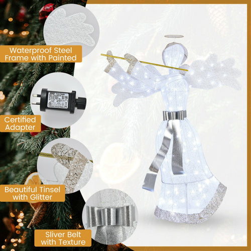 Verlichte Engel Kerstdecoratie – 150 cm Hoog – Wit en Goud – 100 LED Lampjes – Voor Binnen en Buiten - 22e6c7a8dea84d9f55fc71a7de406dcde259477c_3____1_18_1